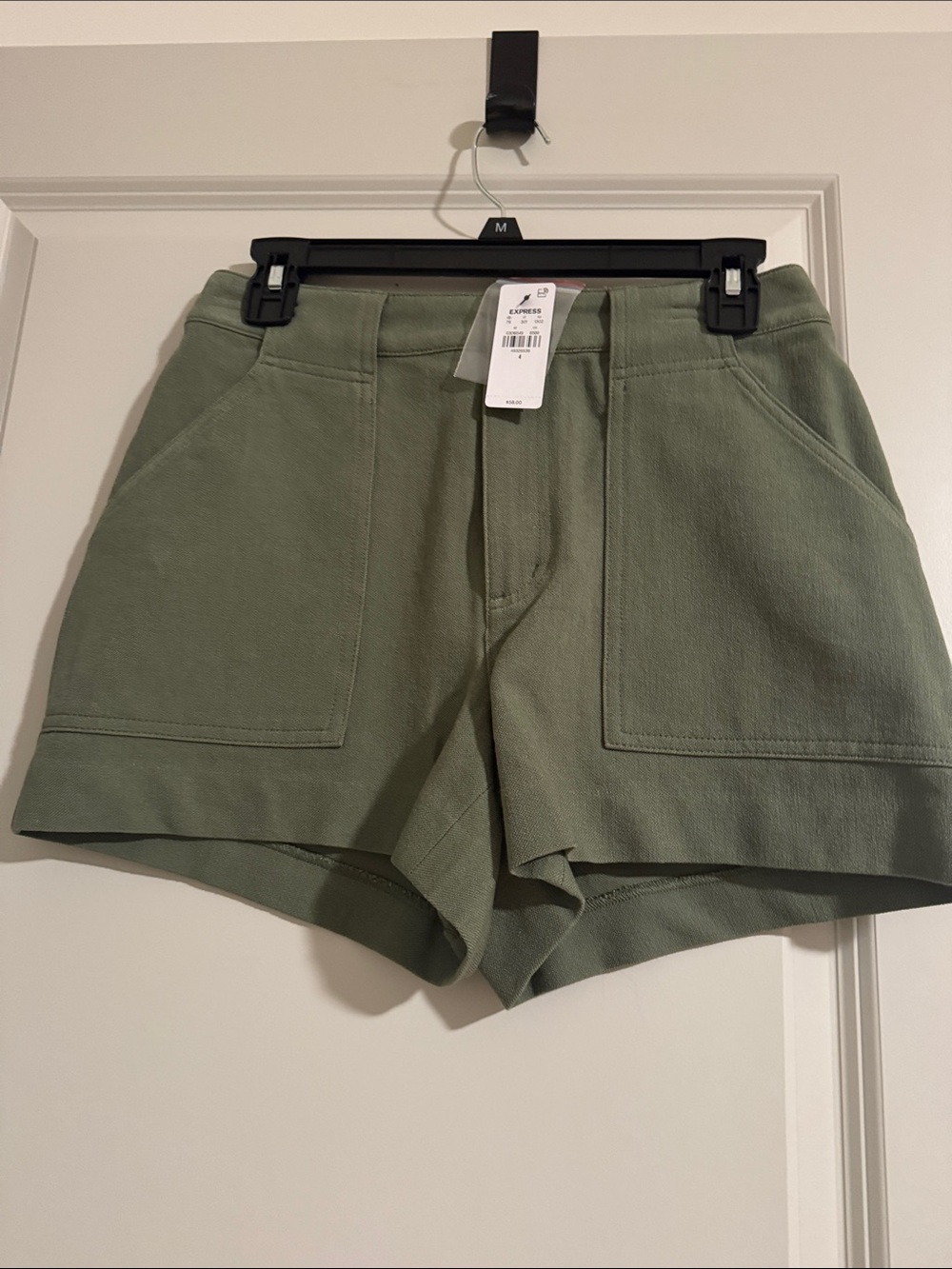 Express High-Waist Utility Shorts in Olive - Green